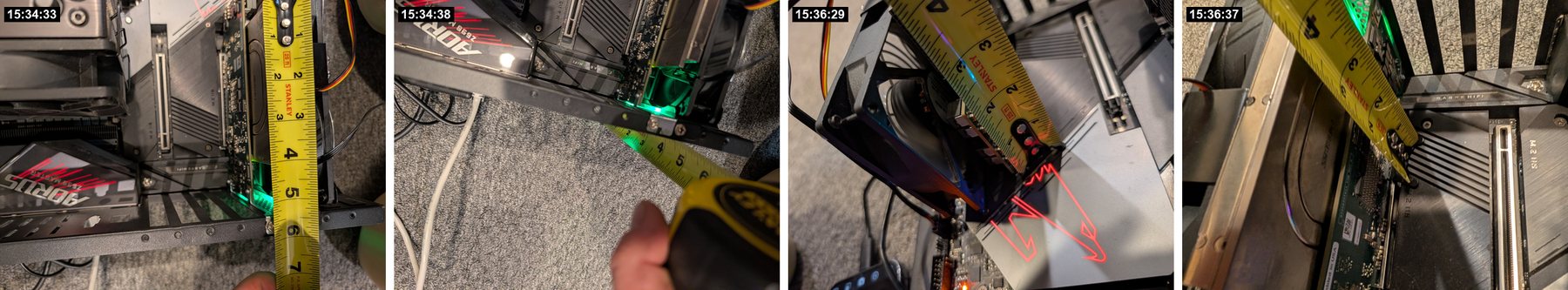 Four small photos of readings that cannot be resolved.